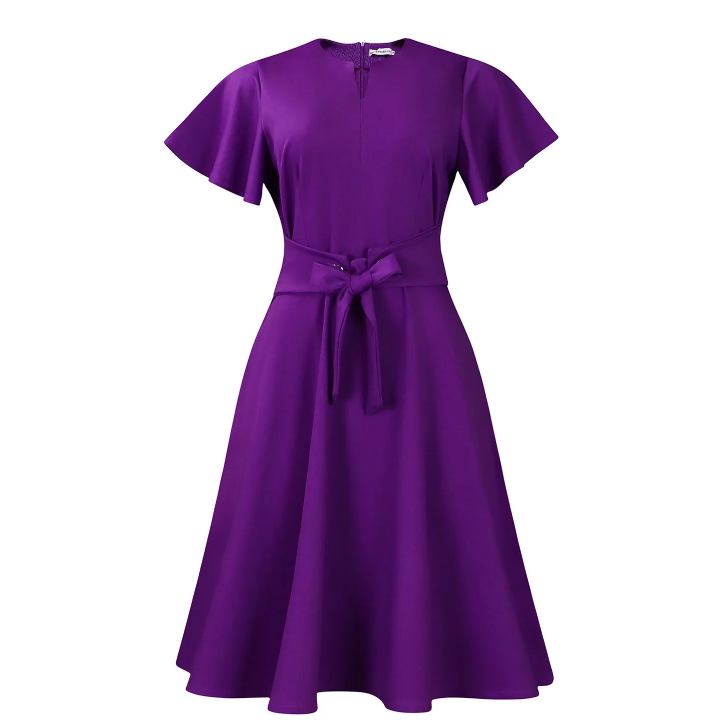 Short Ruffle Sleeve High Waist Swing African Belt v Neckline Trendy Office Ladies Career Dresses for Women Clothing