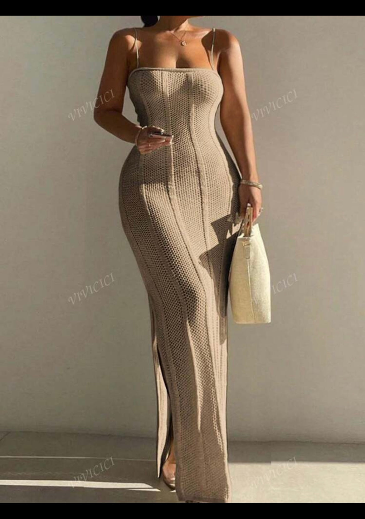 Sculpted Elegance Knit Maxi Dress