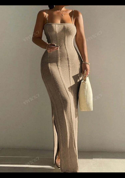 Sculpted Elegance Knit Maxi Dress