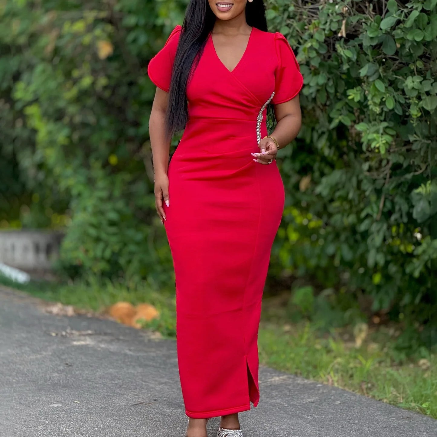 New Design Banquet Style Diamond Female Birthday Party African Wedding Guest Wholesale Western Long Official Dresses for Women