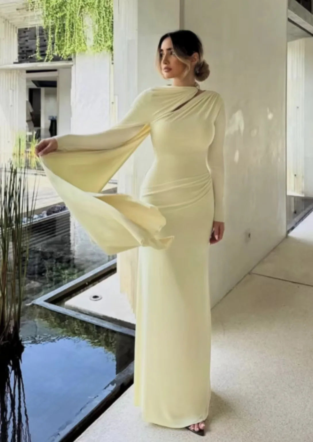 Sexy Ribbon Long Party Dress Women Slim Full Sleeve O-neck Solid Evening Dresses Female 2025 Fashion Autumn Hip Package Robe