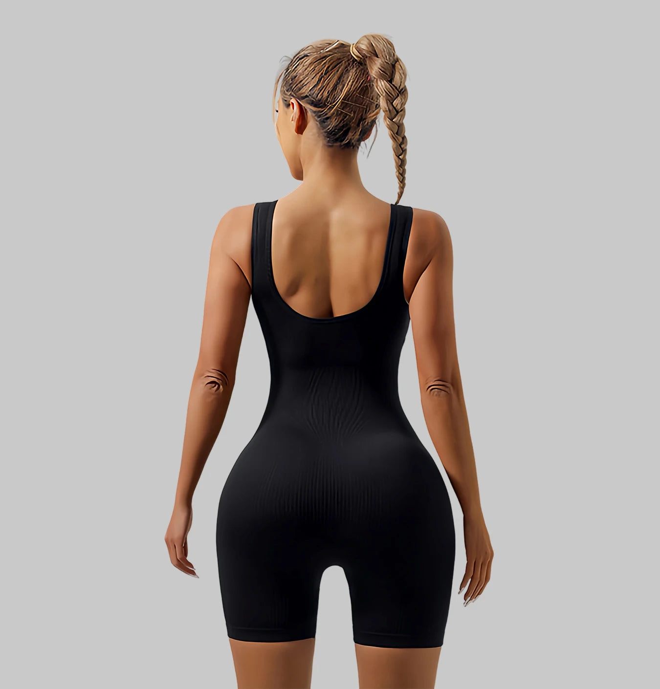 Solid Color Seamless Women Bodysuit Hip Lifting Sexy Yoga Set Slim Vest Style Jumpsuit Sleeveless Striped One-piece Garment