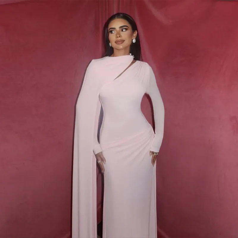 Sexy Ribbon Long Party Dress Women Slim Full Sleeve O-neck Solid Evening Dresses Female 2025 Fashion Autumn Hip Package Robe