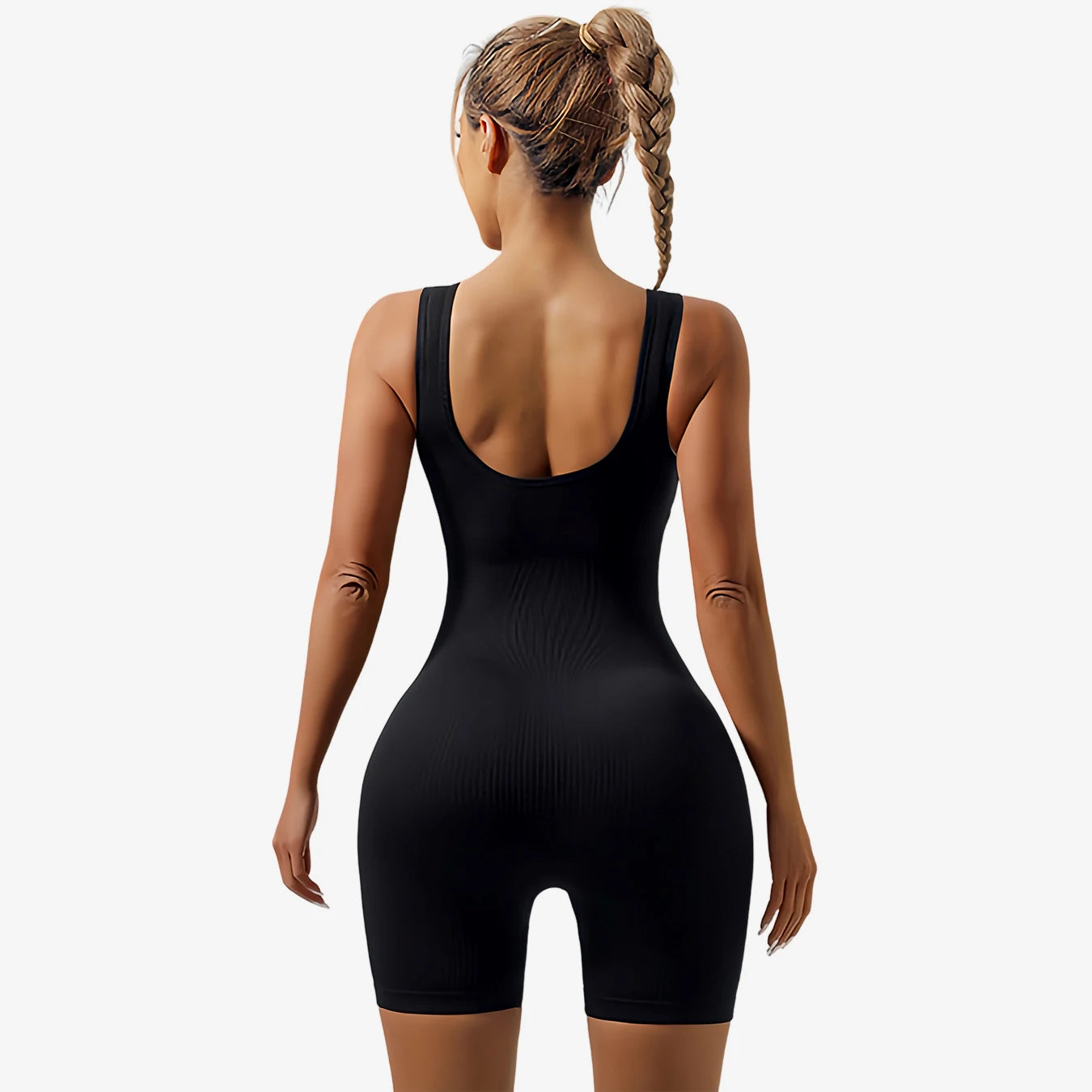 Solid Color Seamless Women Bodysuit Hip Lifting Sexy Yoga Set Slim Vest Style Jumpsuit Sleeveless Striped One-piece Garment