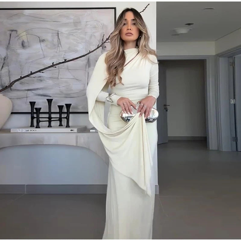 Sexy Ribbon Long Party Dress Women Slim Full Sleeve O-neck Solid Evening Dresses Female 2025 Fashion Autumn Hip Package Robe