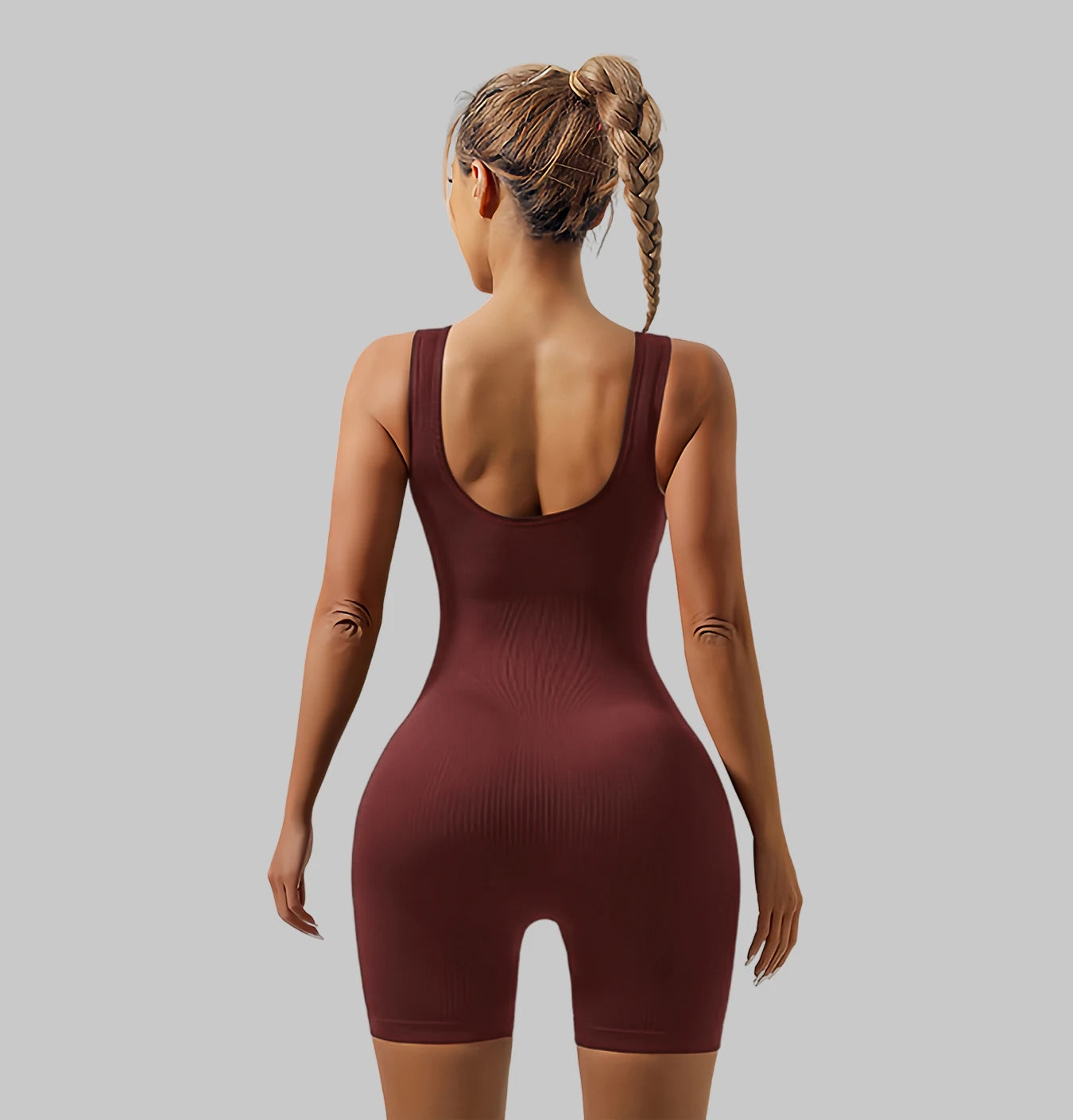 Solid Color Seamless Women Bodysuit Hip Lifting Sexy Yoga Set Slim Vest Style Jumpsuit Sleeveless Striped One-piece Garment